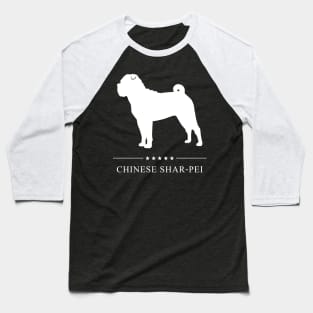 Chinese Shar-Pei Dog White Silhouette Baseball T-Shirt